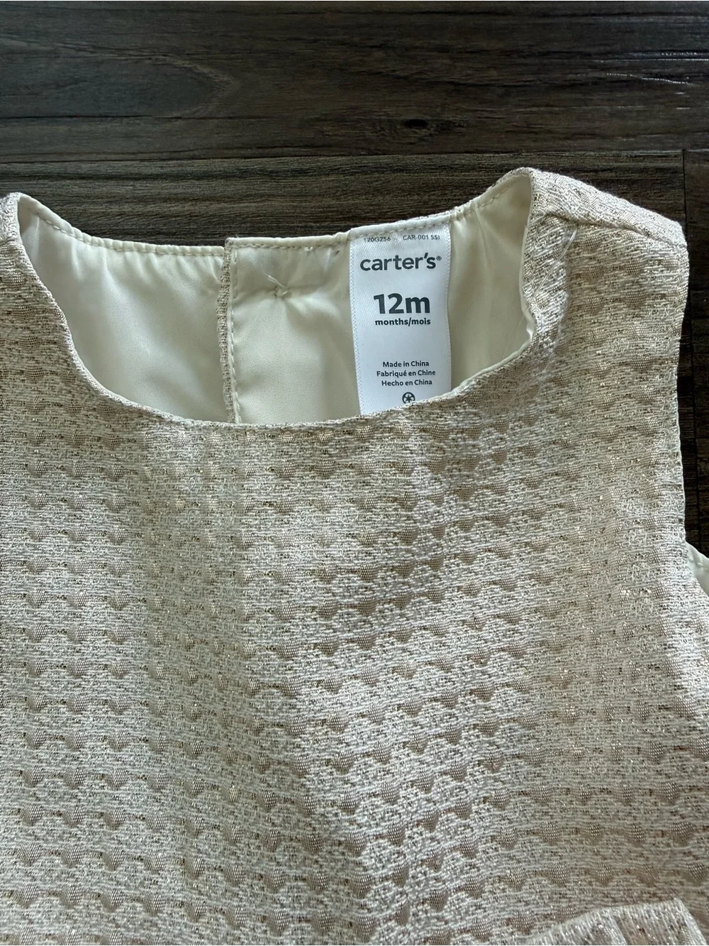 Carter's Gold Textured Bow Fit & Flare Holiday Dress Size 12 months